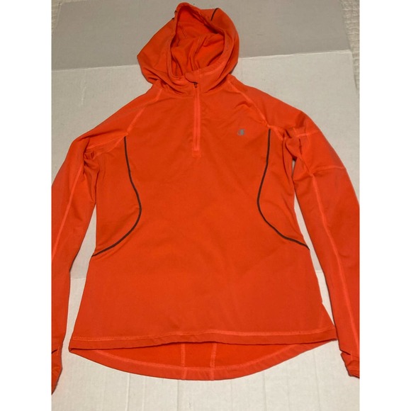 Champion Womens 1/4 Zip Hoodie Size Small Double Dry Orange - Picture 1 of 10